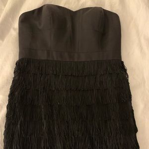 Aidan Mattox Black Fringe Cocktail Dress